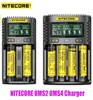 Аутентичный Nitecore UMS4 UMS2 Chargers LCD дисплея Интеллектуальная QC Fast заряжая USB 4 2 Двойной плате