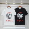 Marca de moda Casablanca, 23sss, nova camiseta de manga curta para homens e mulheres no verão de meia manga