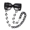 Gözlük zincirleri şık akrilik siyah ve beyaz patchwork güneş gözlükleri okuma gözlükleri zincir iplik braketi boyun kayışı kravat ipi c240411