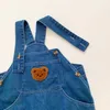 Visgogo Baby Lente herfstkleding Beer borduurwerk denim jumpsuit zwart gestreepte bodem t -shirt baby jongens meisjes schattig set