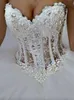 2024 Corset Ball Gown Wedding Dresses Sweetheart Beaded Crystal Tulle Bling Wedding Gowns Lace-Up Back Custom Made Dress Arabic