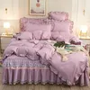 Beddengoedsets set katoenen Koreaanse versie van de tuinprinsesstijl gegolfd laken quilt cover Home Textile 2024