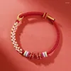 Charm Bracelets This Animal Year Red Rope Bracelet 2024 Dragon National Style Woven Hand Strap Children Resolve Lucky