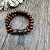 Bangle 2024 Wood Coconut Shell Breads Bracelets Men Brown Abacus Mulheres elásticas de jóias vintage de miçangas