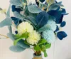 Dekorative Blumen Fwowoert künstliche Eukalyptusblatt -Stamm Seidenhortena Dekoration für Hochzeitsheimparty (nicht einschließlich Vase) (blau)