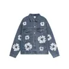 남자 재킷 패션 하이 스트리트 플로럴 청바지 재킷 스트리트웨어 꽃 프린트 데님 코트 느슨한 착용감 y2k 카우보이 외부웨어 탑