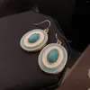 Stud Earrings Oval Two-Color Drip Glazed Turquoise Series Suit