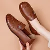 Sıradan Ayakkabılar İlkbahar ve Sonbahar Annenin Gerçek Yumuşak Deri Sole Tek Konforlu Düz Alt İnek Orta Yaşlılar Slip