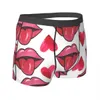 Red Lips and Heart Man Underwear Boxer Briefs Shorts Plantures drôles Sous-pants respirants pour S-XXL masculin