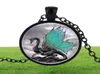 Long pendants time gem animal necklace blue dragon convex round glass handmade jewelry three from the 8546847