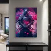 Japanse zwarte Samurai Sakura Warrior Figuren Sunset Art Painting Wall Canvas Posters en prints Woonkamer Home Decor Pictures