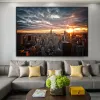 New York Cityscape Canvas Peinture Sunrise dans la ville moderne HD Potographing Print Wall Art Picture pour Office Home Decor Affiche