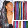 10Pack Sparkle Tinsel Clip in Hair Extensions For Girls Women Glitter Party Haaraccessoires Regenboog gekleurd bling haar stuk