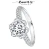 Cluster Rings Bamoer U 1.0CT D Color VVS1 EX Luxury Moissanite Ring Circled Zircon Texture Finger Engagement Promise Fine Jewelry