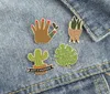 European Cartoon Poted Plant Brosches Emalj Alloy Cactus Aloe Leaf Pins For Unisex Children Clothing Cowboy Badge Accessories WH6019166