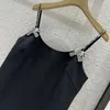 Casual Dresses 2024 Women's Fashion Sleeveless Tube Top Crystal Bow Suspender Small Black Dress 0116