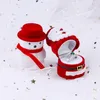 1 stuk sneeuwman Velvet Jewelry Box Santa Claus Ring Box Sieradencontainer voor oorbellen Display Christmas Gift Box Holder