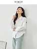 Frauenblusen Vimly Cotton White Hemd Frau französischer Stil elegante Taillenhemden 2024 Spring Revers Casual Long Sleeve Top M5826