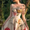 Abiti casual Zeeromer 2024 Summer Fashion 3D farfalla stampato floreale abito da passerella Donne sexy spaghetti cinghia senza maniche