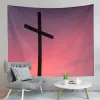 Religiös kors tapestry kreativ rosa solnedgång vardagsrum sovrum vägg modern