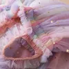 Mädchenkleider Sommer Kleinkind Baby Girls Prinzessin Kleid Blumenmasch Tulle Tutu Regenbogen Pailletten Geburtstagskleidung Kleinkind Girl Party Kleider