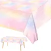 137*274cm Rainbow Tablecloth Pink Girls Birthday Wedding Party Decorations Disposable Plastic Table Cloth Baby Shower Supplies