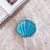 Cashou121 créatif de coque de mer en forme de mer en forme d'holographie arc-en-ciel de couleur agrafée compacte à double face miroir de poche pliage