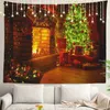 TapestryDecorated Tree Wall Tapestries With Christmas Lights and Gifts Wall Hanging Large Tapestry Polyester för sovsal vardagsrummet R0411