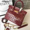 Bk Designer Leather Bags Handmade Bag Patent Crocodile Pattern Highgloss Portable Singleshoulder Diagonal Chain