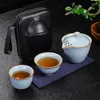 Teaware set China Ru Kiln Kuai Ke Cup One Pot Two Cups Complete Outdoor Portable Travel Tea Set Business Gift