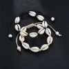 Shellarmband Natural Seashell Hand Sticked Justerbara repband för kvinnor Girls Tillbehör Beaded Strand Beach Jewelry Charm LL