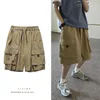 Men's Shorts Men Military Cargo Casual Big Pocket Sports Loose Multi Fashion Khaki Patchwork Wide Leg Knee Length