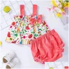 Clothing Sets Toddler Girls Two Piece Swimsuits Sleeveless Cartoon Print Bow Tankini Set Summer Bathing Suits Drop Delivery Baby Kids Oth7A