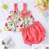 Ensembles de vêtements pour les enfants en bas âge en bascule de maillot de bain en deux pièces Carton de cartonnage imprimé Bow Tankini Set Summer Bathing Trots Drop Livrot Baby Kids Oth7a