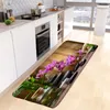 Zen Green Bamboo Kitchen Mats Purple Orchid Black Stone Candle Spa Scenery Home Decor Room Long Carpet Non-Slip Rug Bathroom Mat