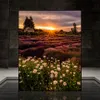 Natürliche Landschaft Mosaikmalerei Diamant Art Cross Stitch Kit Blumen Sonnenuntergang Lake Mountain DIY Voll Diamant Stickdekorati