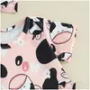 Ensembles de vêtements Baby Girl Clothes Imprimé Cow Imprimé à manches courtes Body Rober Body Body Set Set Summer tenue d'été Livraison Kids Mater Otry1