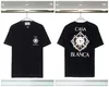 미국 패션 브랜드 카사 블랑카 순수 면화 이중 실 인쇄 티셔츠 남성용 짧은 소매