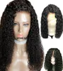 150 Densitet Deep Parting Brazilian Full Spets Front Wigs Löst Curly Short Bob Syntetisk spetsfront peruk med babyhår blekt KN9390781