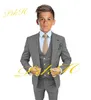 Turquoise Boy Suit Wedding smoking tre pezzi (giacca + pantaloni + gilet) Blazer di 3-16 anni per bambini