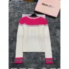 Women's Sweaters Mi23 Autumn Winter Series Girl Style Letter Jacquard Color Blocking Fried Dough Twists Button Round Neck Long Sleeve Knitting Sweater