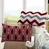 Kussen Rood Wit Geometrisch Linnen kussensloop Bandafdekking Huisdecoratie kan voor u worden aangepast 30x50 40x60