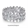 Anéis de designer de ponta Tifancy 925 Sterling Silver Diamond Full Diamond Leaf anel