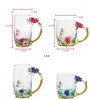 Wine Glasses Wedding Gift Enamel Glass 320ML 350ml Water Cup Flower Tea Cups Household Set Coffee Mug Beer