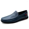 Casual Shoes Mens Slip-On Loafers High Quality Men äkta läder Male Flats Fashion Moccasin Comfy Driving