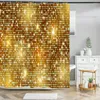 Duschgardiner gyllene glitter mosaik gardin modern färgglad badrum vattentät tyg med krokar heminredning