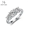 Cluster Rings MINTYBOX 2.0ct D Color Round 925 Silver Moissanite Ring For Women 18K White Gold Plated Diamond Test Passed Engagement Gift