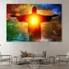 Jésus Affiche abstraite Affiche Rédempteur Statue Colorful Print toile peinture Dieu image religieuse image chrétienne décor