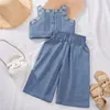 Kläder sätter Melario Baby Girls Summer Embroidery Kids kläder Vest Tops Wide Leg Pants Suit Outfits 2st Casual Suits