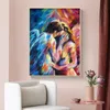 Seksowne nagie malarstwo para całowanie plakat domowy obraz na ścianie nadruki na płótnie malowanie zmysłowa kobieta ścienna do wystroju salonu